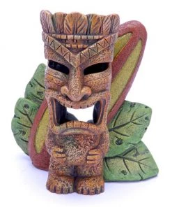 Penn-Plax Tiki With Surfboard Aquarium Ornament
